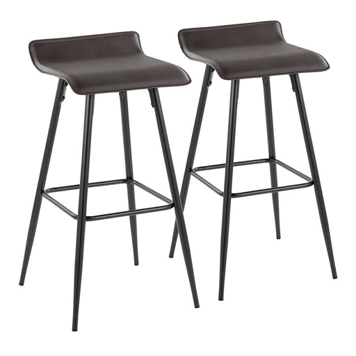 LumiSource Ale Bar Stool, Set of 2, Black Steel/Espresso - B30-ALEBKE2