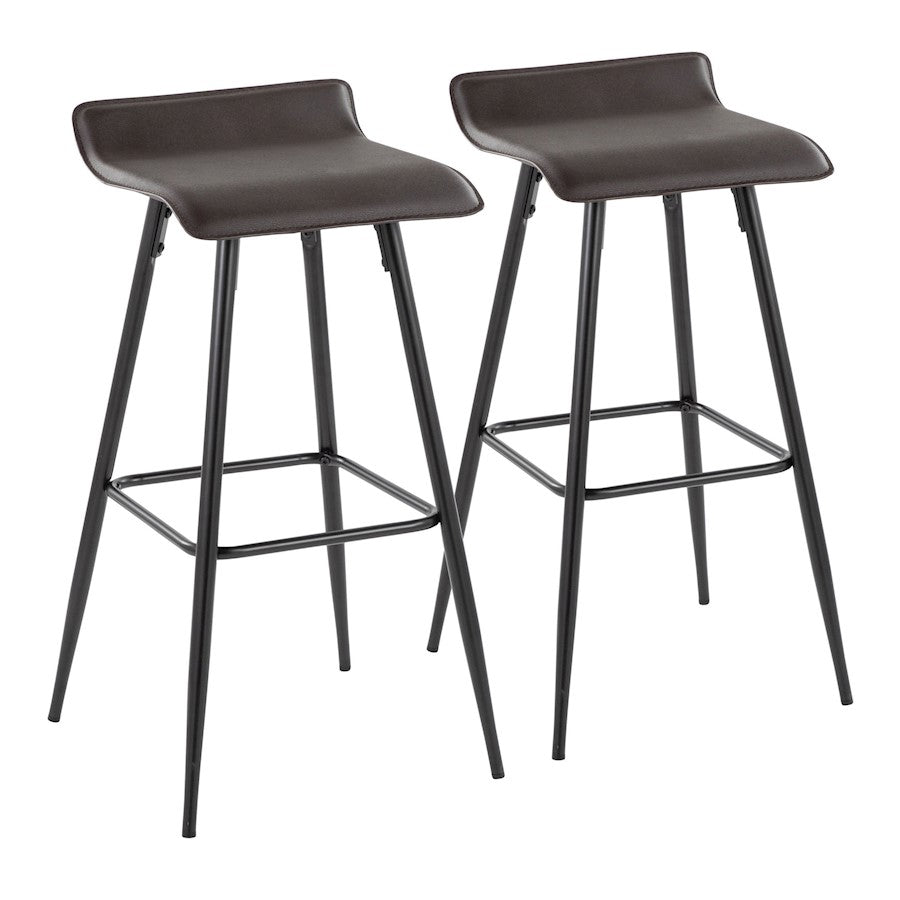 LumiSource Ale Bar Stool, Set of 2, Black Steel/Espresso - B30-ALEBKE2