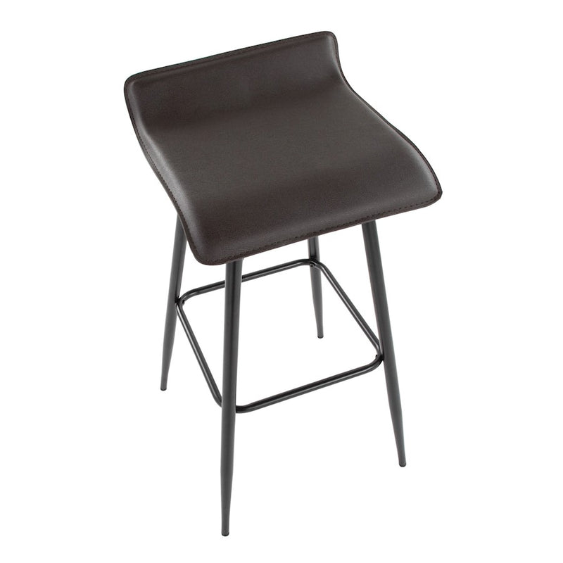 LumiSource Ale Bar Stool (Set of 2) | Contemporary Black Steel & Espresso PU | Kitchen Bar & Dining Counter Seating | 29.5in Seat | Model B30-ALEBKE2