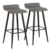 LumiSource Ale Bar Stool, Set of 2, Black Steel/Grey PVC - B30-ALEBKGY2