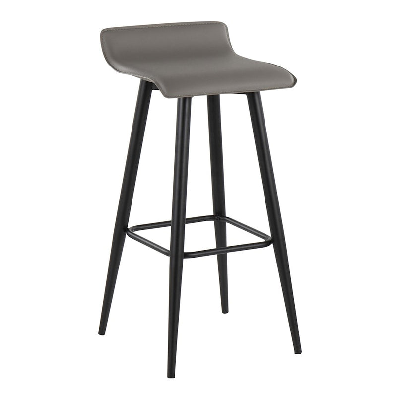 LumiSource Ale 15in Bar Stool Set of 2 | Contemporary Black Steel and Grey PVC | Kitchen Island & Home Bar Seating | Model B30-ALEBKGY2