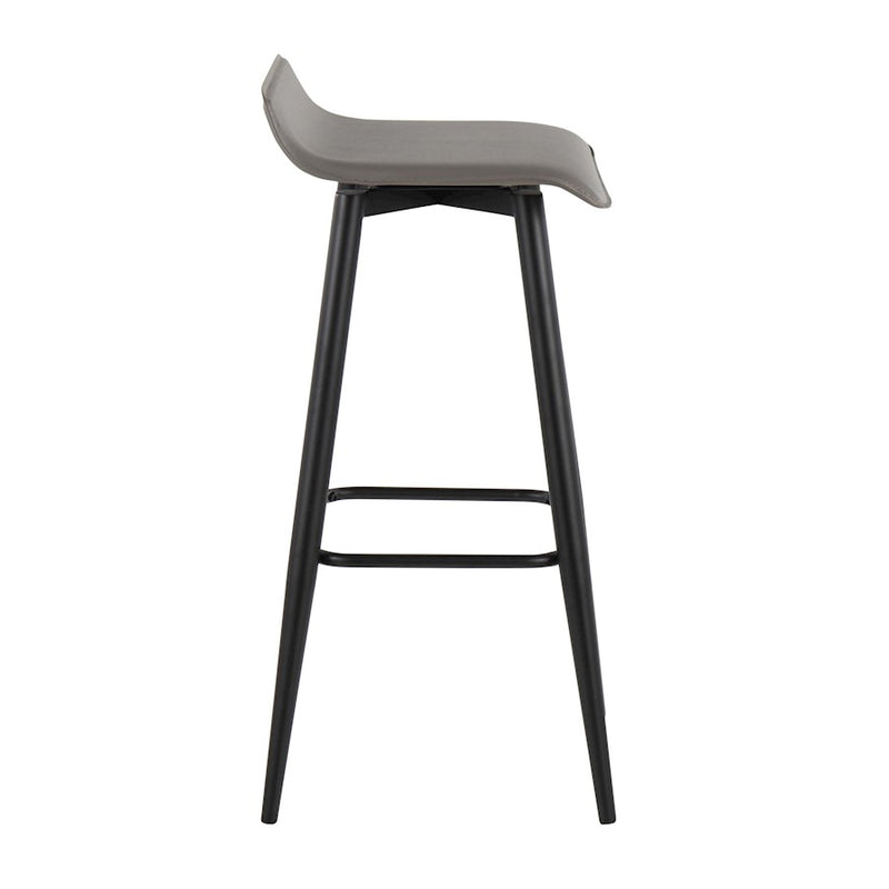 LumiSource Ale Bar Stool, Set of 2, Black Steel/Grey PVC
