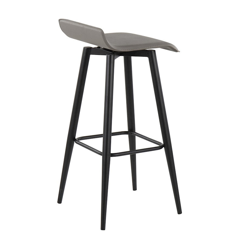 LumiSource Ale Bar Stool, Set of 2, Black Steel/Grey PVC