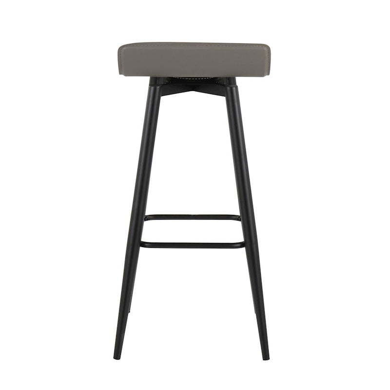 LumiSource Ale 15in Bar Stool Set of 2 | Contemporary Black Steel and Grey PVC | Kitchen Island & Home Bar Seating | Model B30-ALEBKGY2
