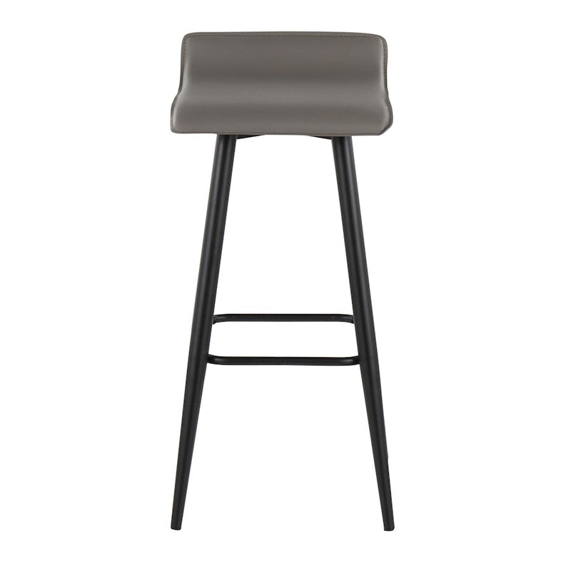 LumiSource Ale 15in Bar Stool Set of 2 | Contemporary Black Steel and Grey PVC | Kitchen Island & Home Bar Seating | Model B30-ALEBKGY2