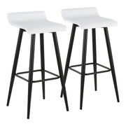 LumiSource Ale Bar Stool, Set of 2, Black Steel/White PVC - B30-ALEBKW2