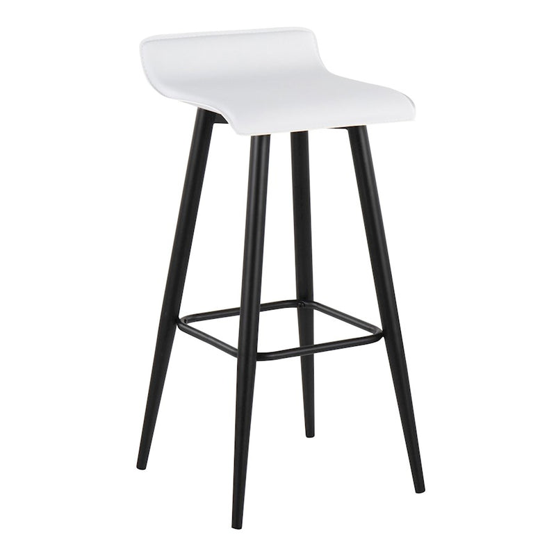 LumiSource Ale 15in Bar Stool Set of 2 | Contemporary Black Steel and White PVC | Kitchen Island & Home Bar Seating | Model B30-ALEBKW2