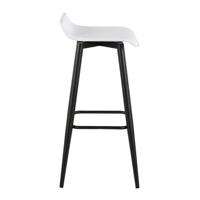 LumiSource Ale Bar Stool, Set of 2, Black Steel/White PVC