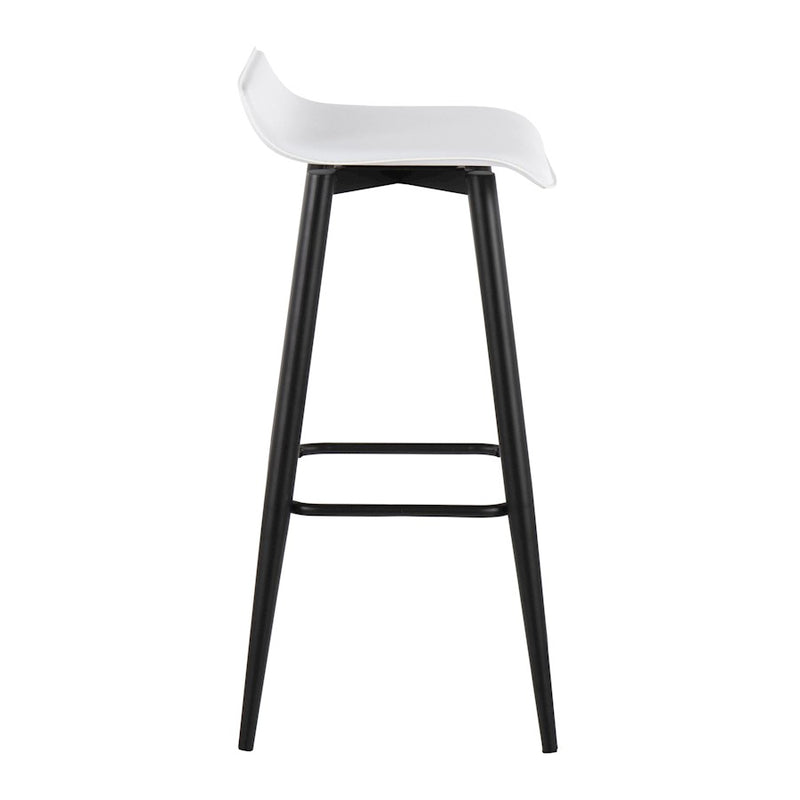 LumiSource Ale 15in Bar Stool Set of 2 | Contemporary Black Steel and White PVC | Kitchen Island & Home Bar Seating | Model B30-ALEBKW2