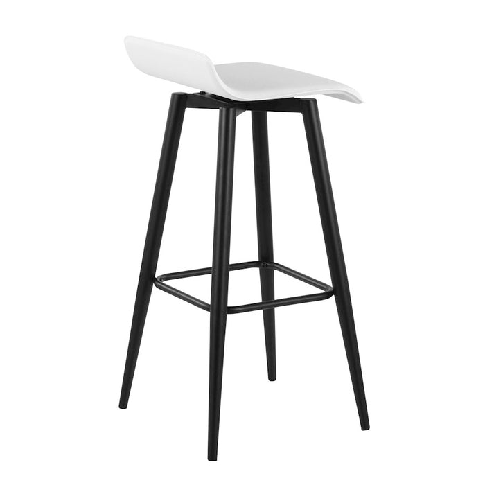 LumiSource Ale Bar Stool, Set of 2, Black Steel/White PVC