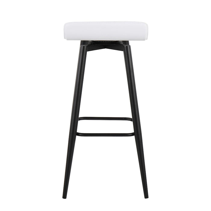 LumiSource Ale Bar Stool, Set of 2, Black Steel/White PVC