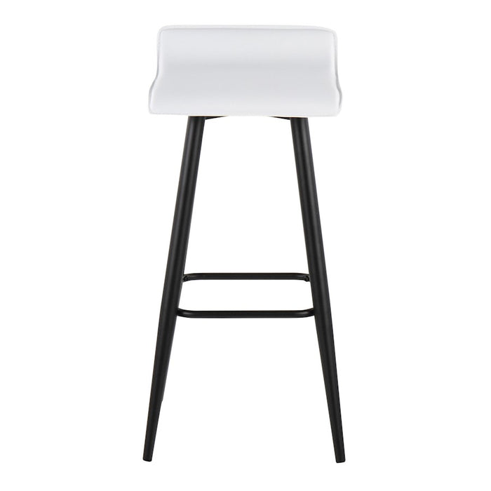 LumiSource Ale Bar Stool, Set of 2, Black Steel/White PVC