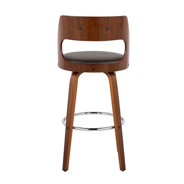 LumiSource Cecina Barstool, Set of 2, Walnut/Brown/Chrome