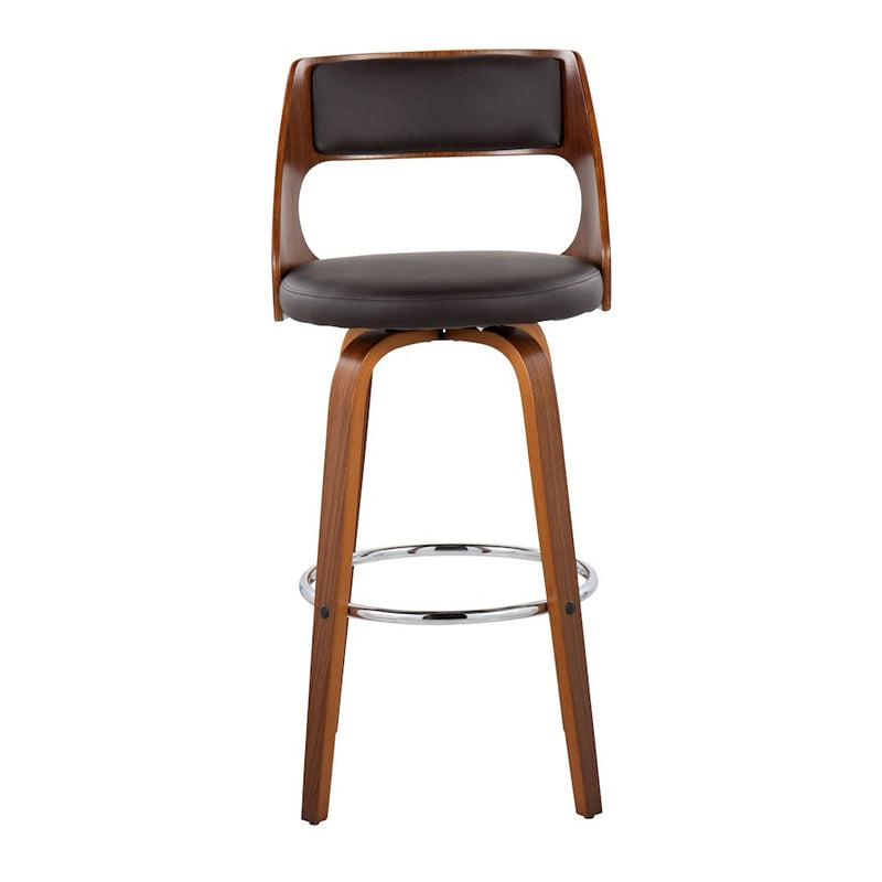 LumiSource Cecina Barstool, Set of 2, Walnut/Brown/Chrome
