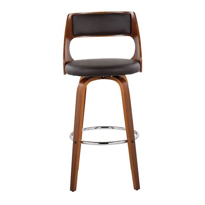 LumiSource Cecina Barstool, Set of 2, Walnut/Brown/Chrome