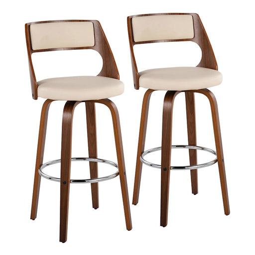 LumiSource Cecina Barstool, Set/2, Walnut/Cream/Chrome - B30-CECINA2-SWVRWLCR2