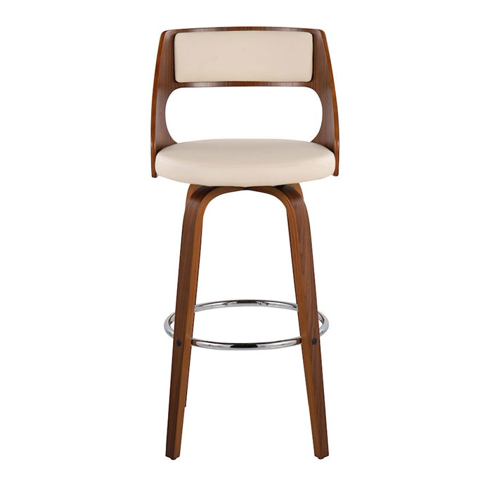 LumiSource Cecina Barstool, Set of 2, Walnut/Cream/Chrome