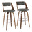LumiSource Cecina Barstool, Set/2, Walnut/Grey/Chrome - B30-CECINA2-SWVRWLLGY2