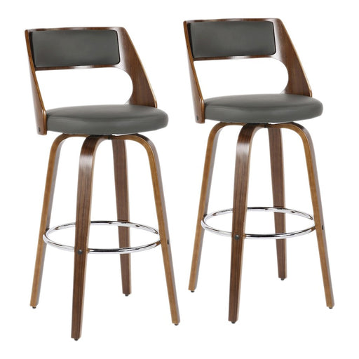 LumiSource Cecina Barstool, Set/2, Walnut/Grey/Chrome - B30-CECINA2-SWVRWLLGY2
