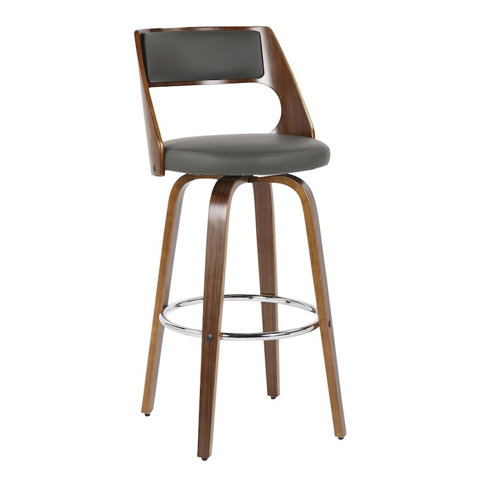 LumiSource Cecina Barstool, Set of 2, Walnut/Grey/Chrome