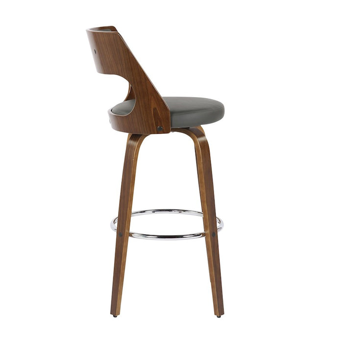 LumiSource Cecina Barstool, Set of 2, Walnut/Grey/Chrome