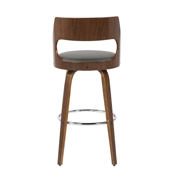 LumiSource Cecina Barstool, Set of 2, Walnut/Grey/Chrome