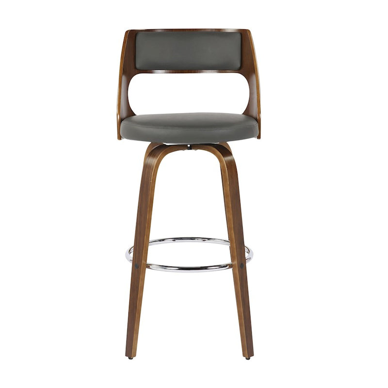 LumiSource Cecina Barstool, Set of 2, Walnut/Grey/Chrome