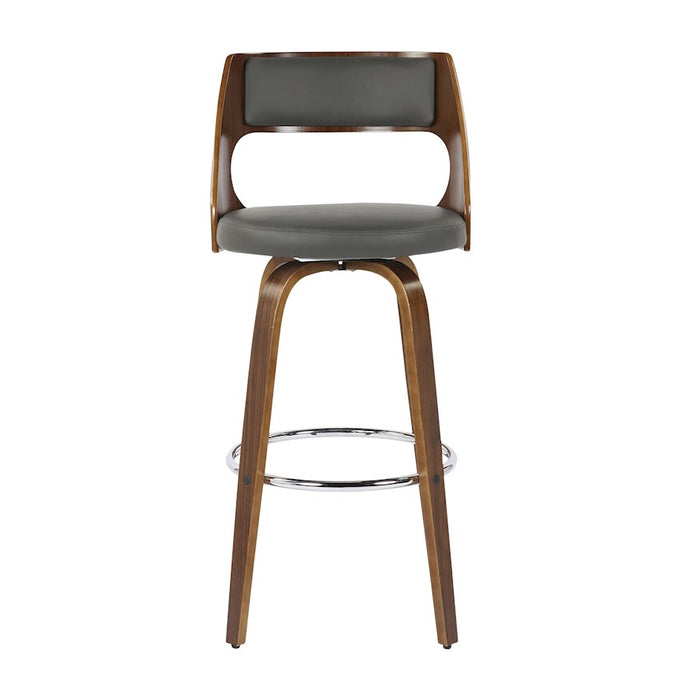 LumiSource Cecina Barstool, Set of 2, Walnut/Grey/Chrome