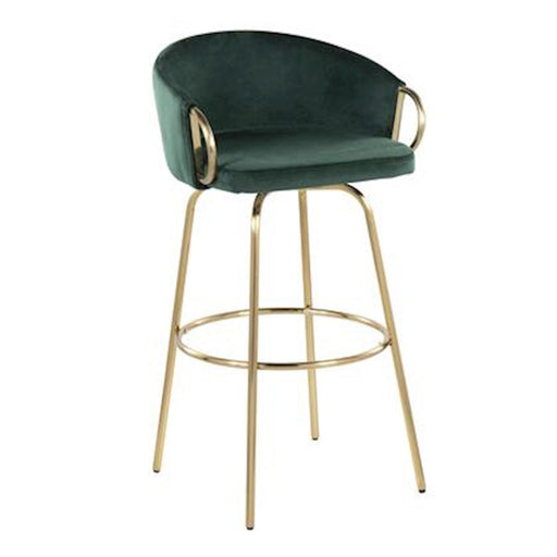 LumiSource Claire 30" Bar Stool, Set of 2, Gold/Green