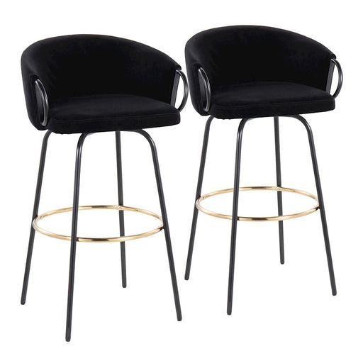 LumiSource Claire Barstool, Set of 2, Black/Gold/Black - B30-CLAIRE2-SWVGBKVBK2