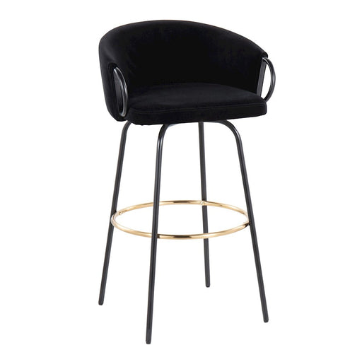 LumiSource Claire Barstool, Set of 2, Black/Gold/Black