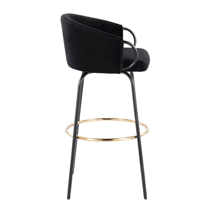LumiSource Claire Barstool, Set of 2, Black/Gold/Black