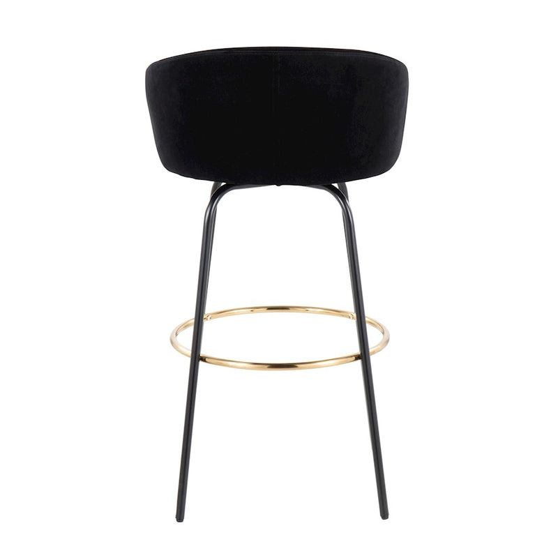 LumiSource Claire 30in Bar Stool Set of 2 | Black Metal Gold Accents and Black Velvet | Kitchen Island & Home Bar | Model B30-CLAIRE2-SWVGBKVBK2