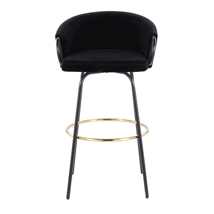 LumiSource Claire Barstool, Set of 2, Black/Gold/Black