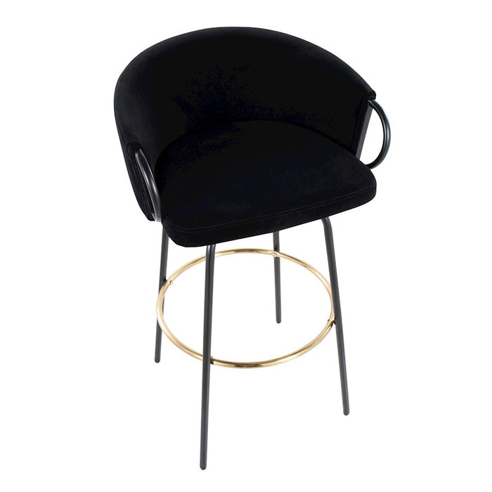 LumiSource Claire Barstool, Set of 2, Black/Gold/Black