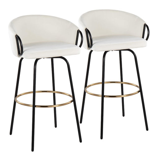 LumiSource Claire Barstool, Set of 2, Black/Gold/Cream - B30-CLAIRE2-SWVGBKVCR2