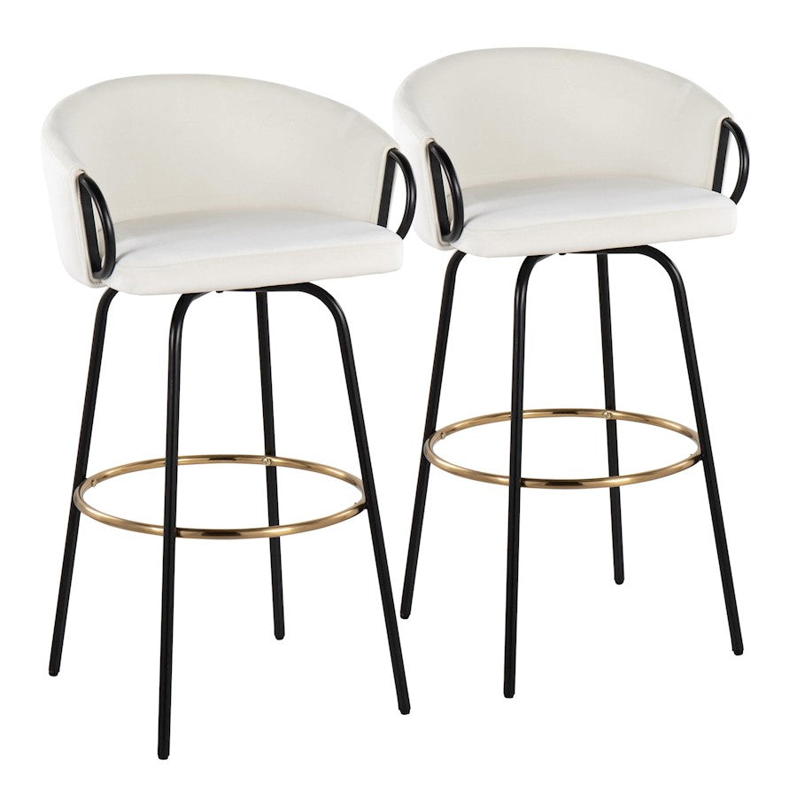 LumiSource Claire Barstool, Set of 2, Black/Gold/Cream - B30-CLAIRE2-SWVGBKVCR2