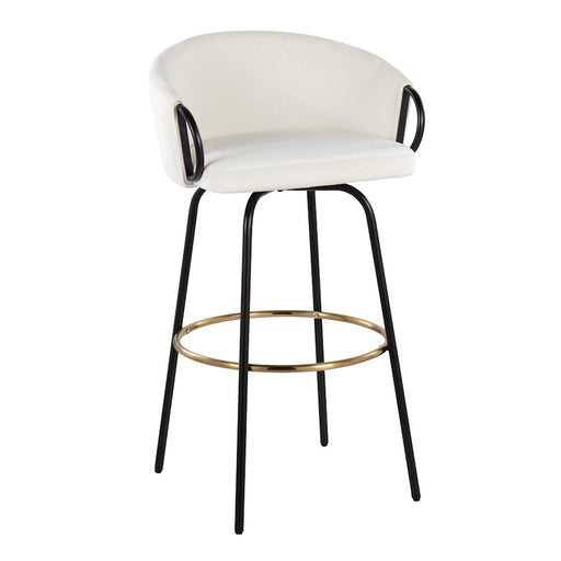 LumiSource Claire Barstool, Set of 2, Black/Gold/Cream