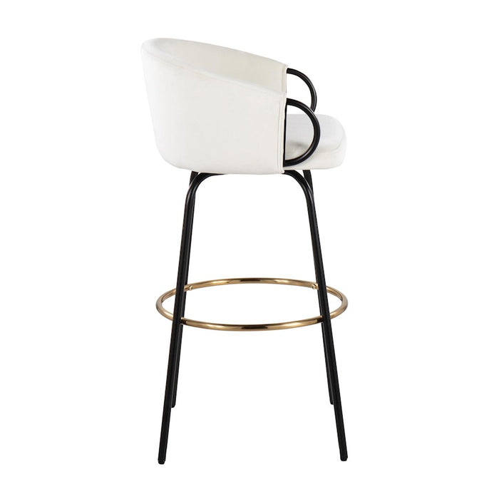 LumiSource Claire Barstool, Set of 2, Black/Gold/Cream