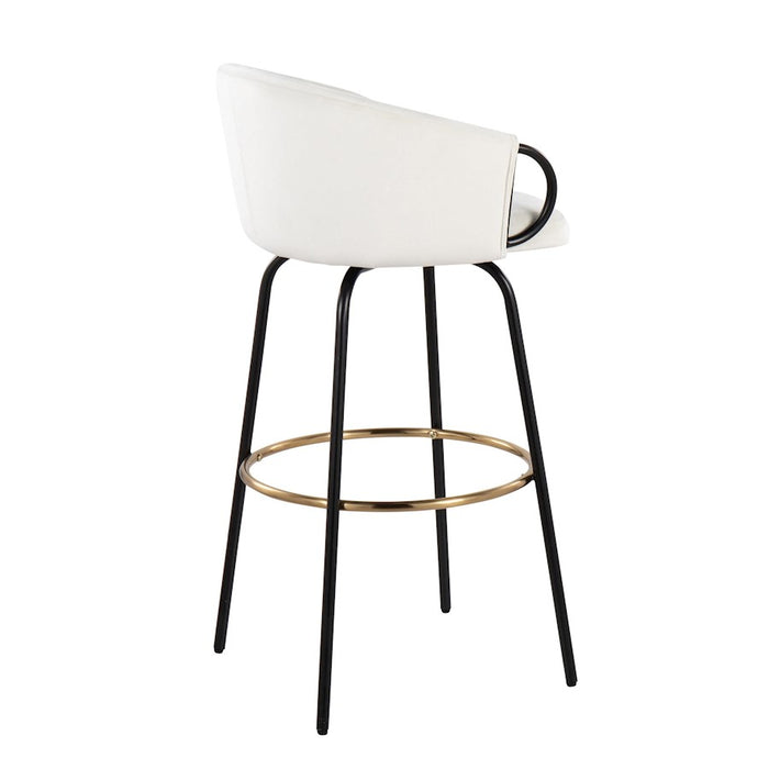 LumiSource Claire Barstool, Set of 2, Black/Gold/Cream