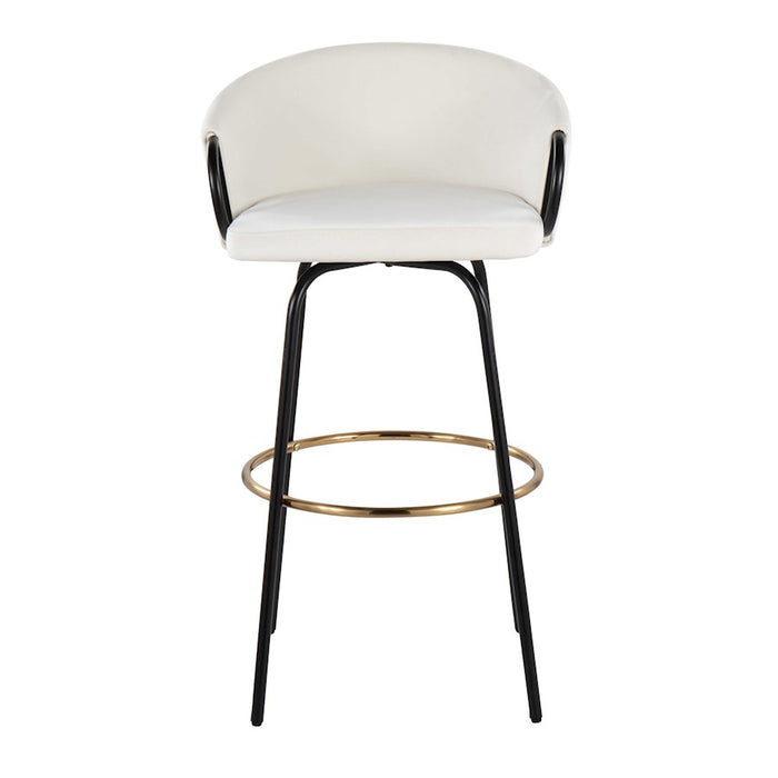 LumiSource Claire Barstool, Set of 2, Black/Gold/Cream