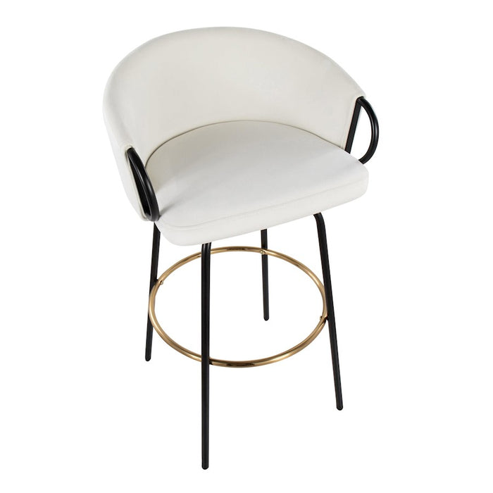 LumiSource Claire Barstool, Set of 2, Black/Gold/Cream