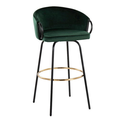 LumiSource Claire Barstool, Set of 2, Black/Gold/Green