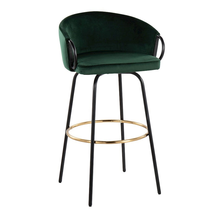 LumiSource Claire Barstool, Set of 2, Black/Gold/Green