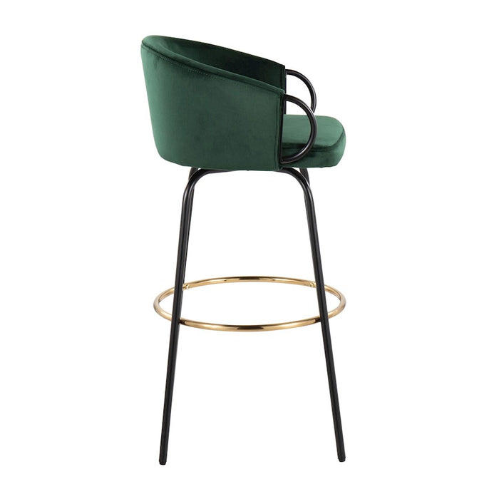 LumiSource Claire Barstool, Set of 2, Black/Gold/Green