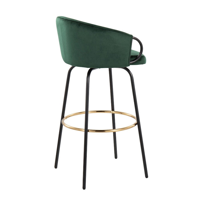 LumiSource Claire Barstool, Set of 2, Black/Gold/Green