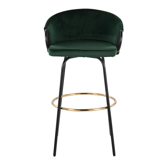 LumiSource Claire Barstool, Set of 2, Black/Gold/Green
