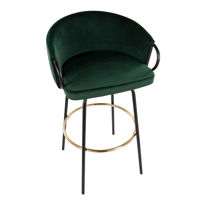 LumiSource Claire Barstool, Set of 2, Black/Gold/Green