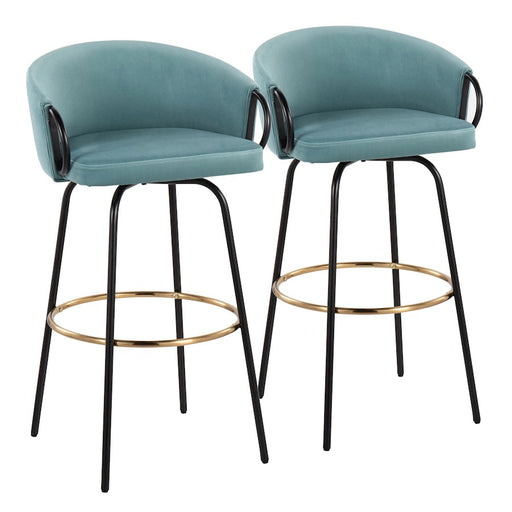 LumiSource Claire Barstool, Set of 2, Black/Gold/Blue - B30-CLAIRE2-SWVGBKVLBU2