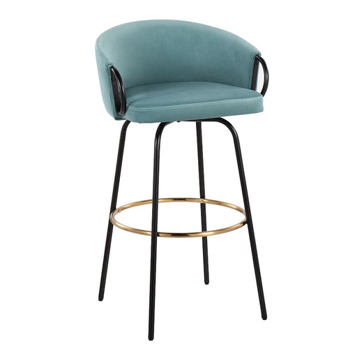 LumiSource Claire Barstool, Set of 2, Black/Gold/Blue
